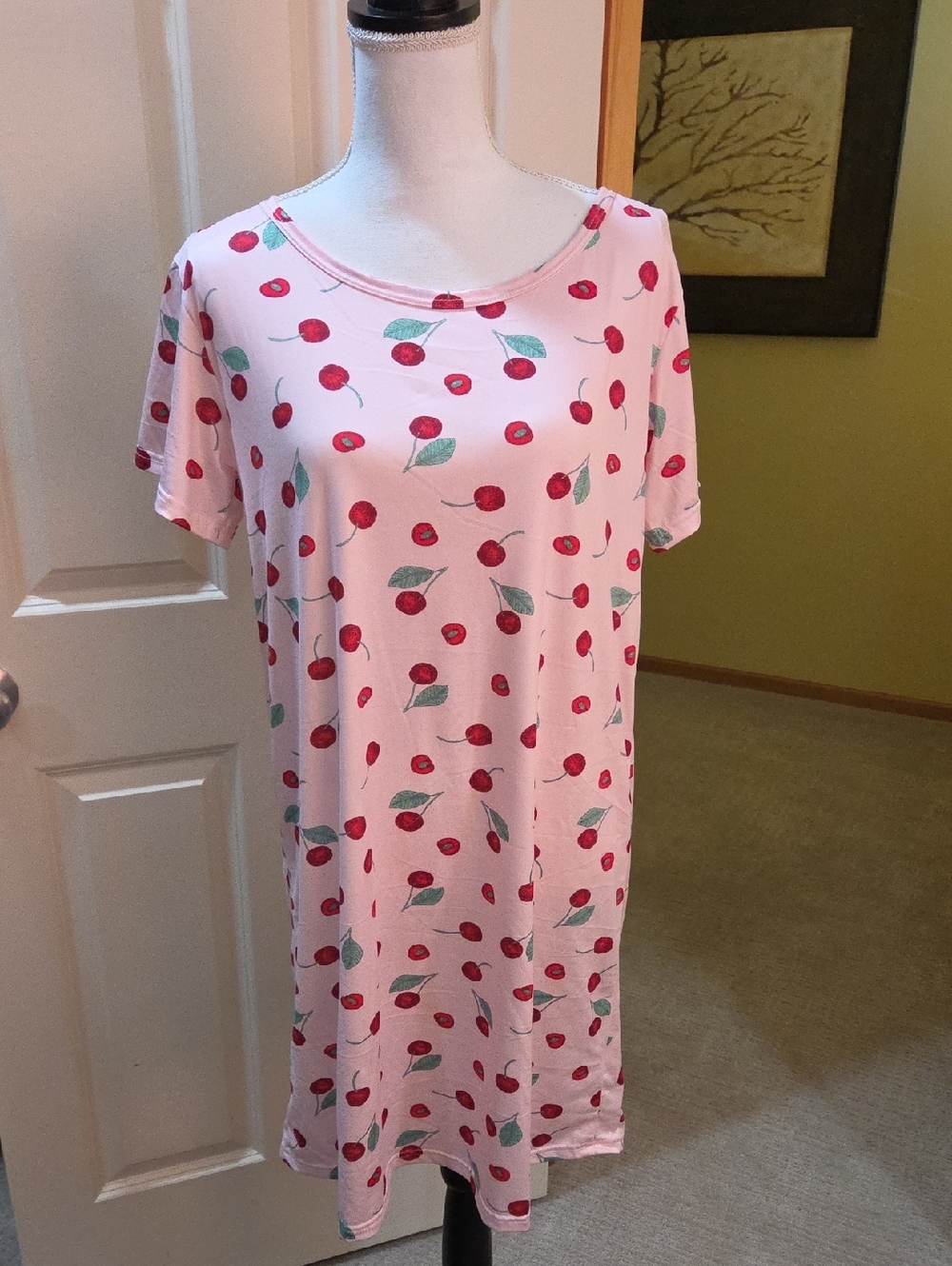 Women’s Pink Cherry-Print Nightshirt